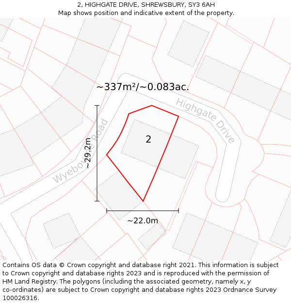 2, HIGHGATE DRIVE, SHREWSBURY, SY3 6AH: Plot and title map