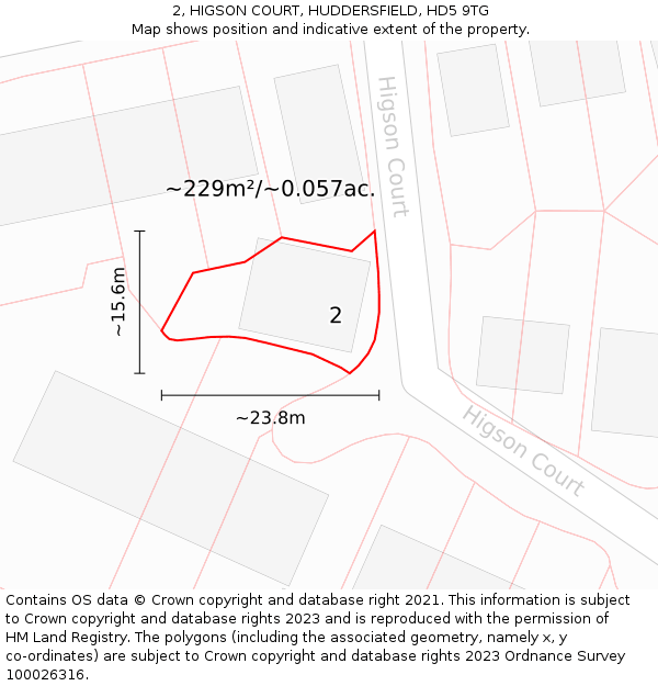 2, HIGSON COURT, HUDDERSFIELD, HD5 9TG: Plot and title map