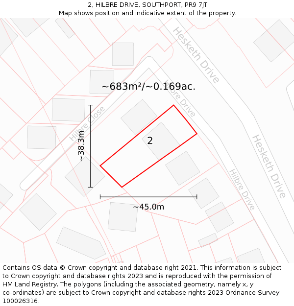 2, HILBRE DRIVE, SOUTHPORT, PR9 7JT: Plot and title map