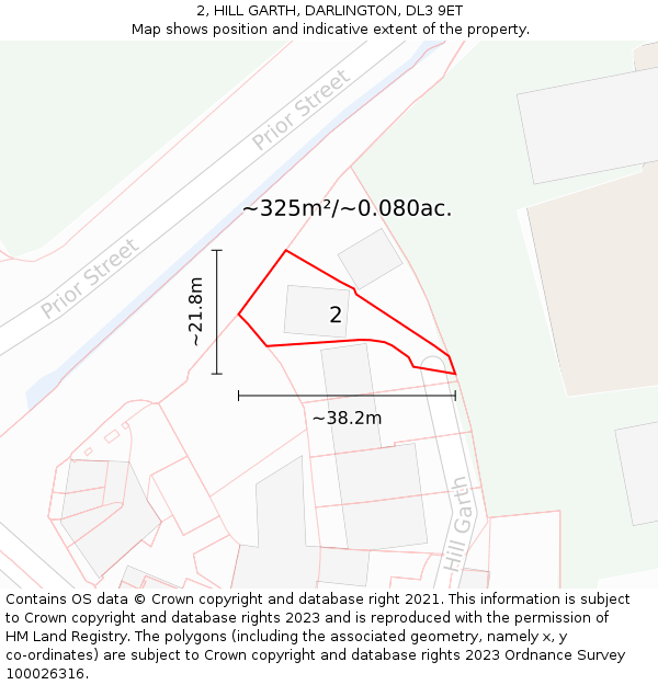 2, HILL GARTH, DARLINGTON, DL3 9ET: Plot and title map