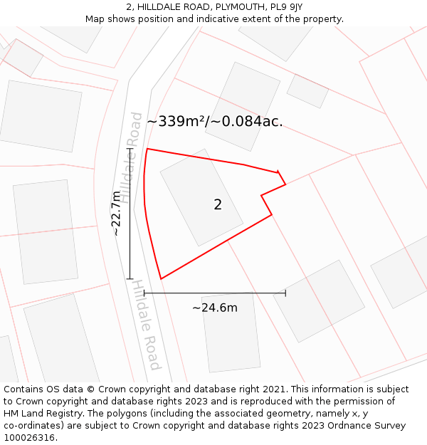 2, HILLDALE ROAD, PLYMOUTH, PL9 9JY: Plot and title map