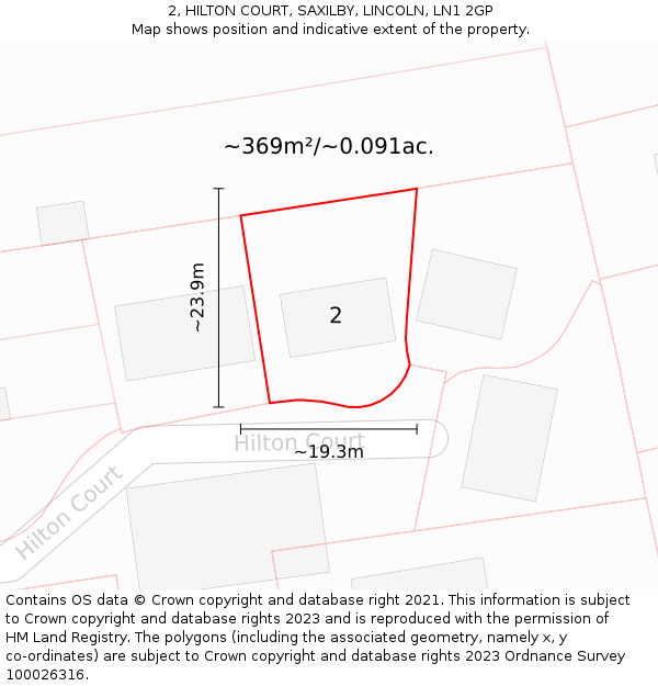 2, HILTON COURT, SAXILBY, LINCOLN, LN1 2GP: Plot and title map