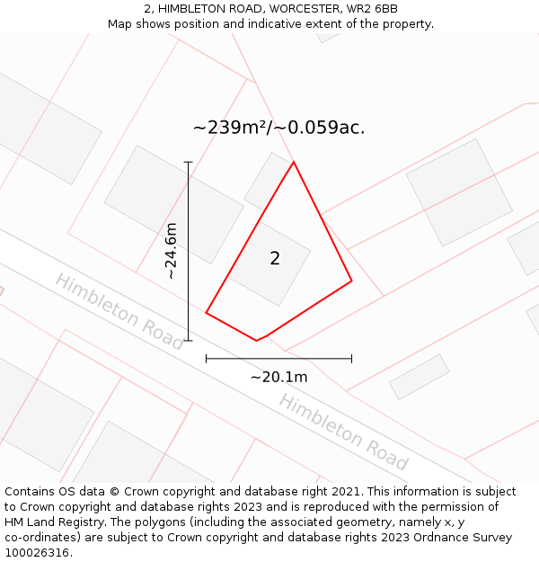 2, HIMBLETON ROAD, WORCESTER, WR2 6BB: Plot and title map