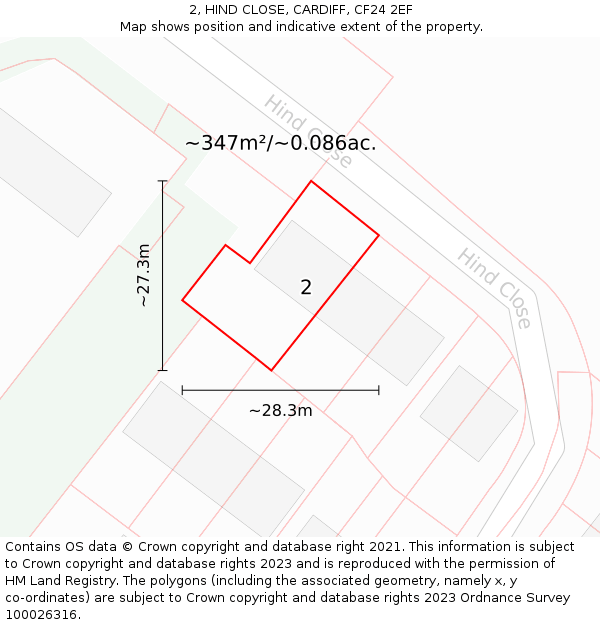 2, HIND CLOSE, CARDIFF, CF24 2EF: Plot and title map