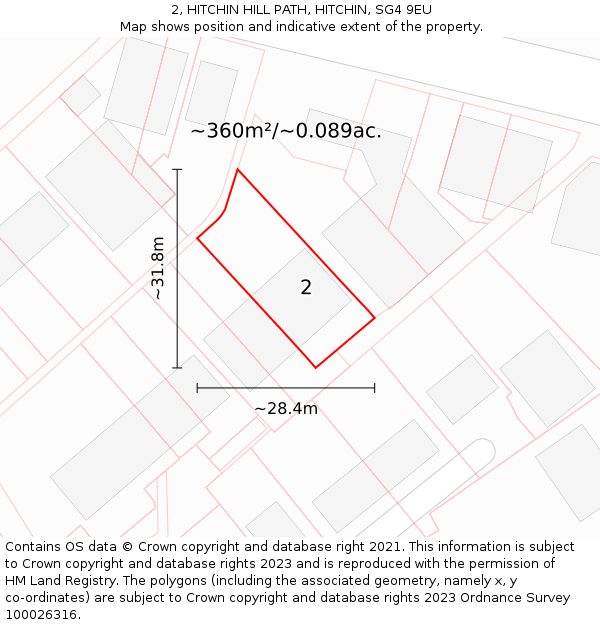 2, HITCHIN HILL PATH, HITCHIN, SG4 9EU: Plot and title map