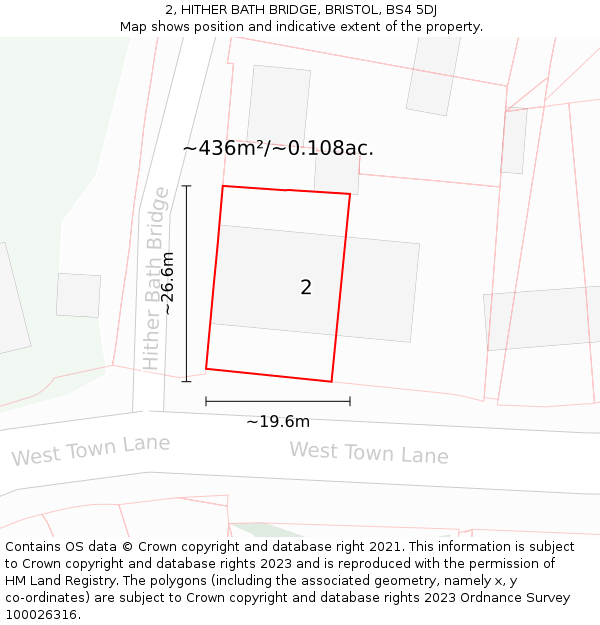 2, HITHER BATH BRIDGE, BRISTOL, BS4 5DJ: Plot and title map