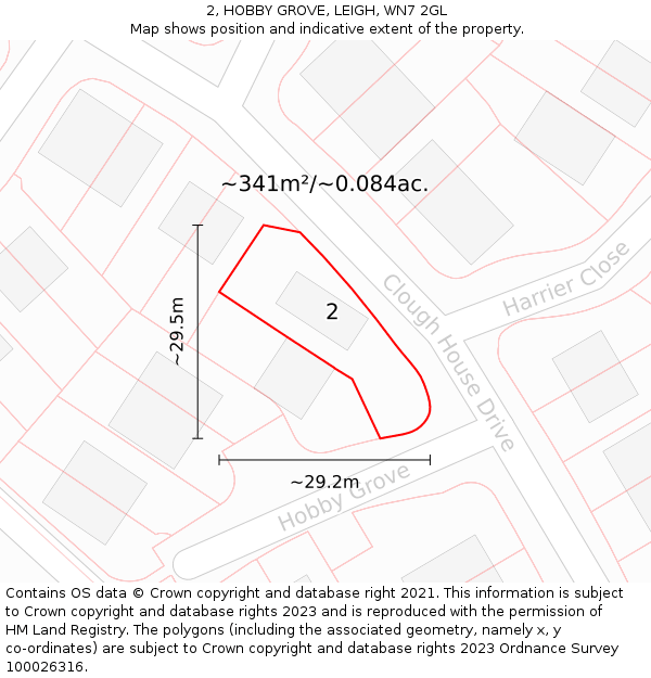 2, HOBBY GROVE, LEIGH, WN7 2GL: Plot and title map