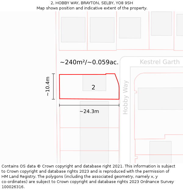 2, HOBBY WAY, BRAYTON, SELBY, YO8 9SH: Plot and title map
