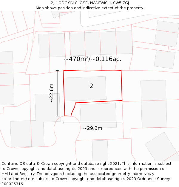 2, HODGKIN CLOSE, NANTWICH, CW5 7GJ: Plot and title map