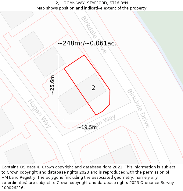 2, HOGAN WAY, STAFFORD, ST16 3YN: Plot and title map