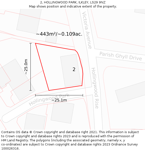 2, HOLLINGWOOD PARK, ILKLEY, LS29 9NZ: Plot and title map