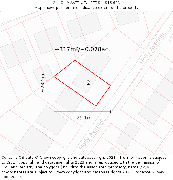 2, HOLLY AVENUE, LEEDS, LS16 6PN: Plot and title map