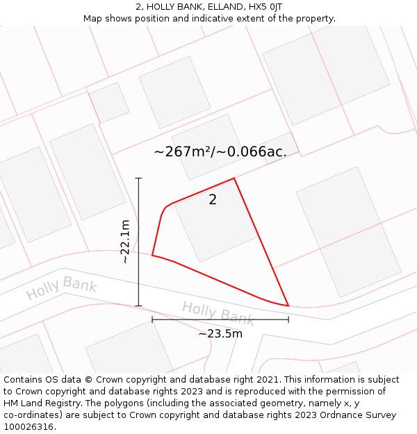 2, HOLLY BANK, ELLAND, HX5 0JT: Plot and title map