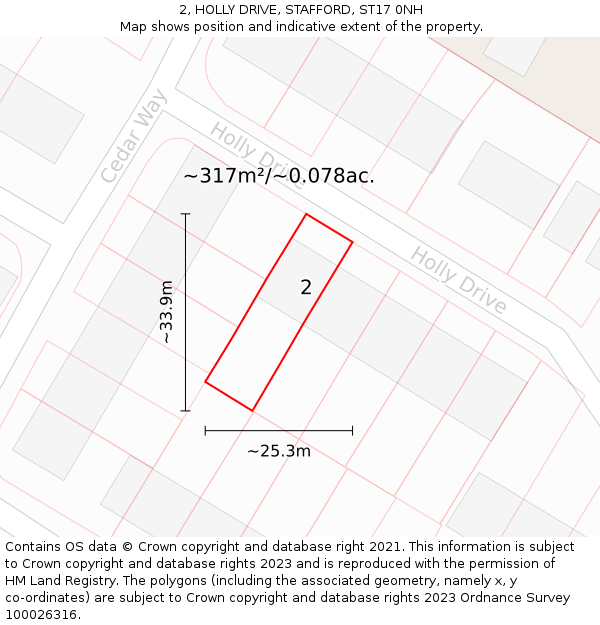 2, HOLLY DRIVE, STAFFORD, ST17 0NH: Plot and title map