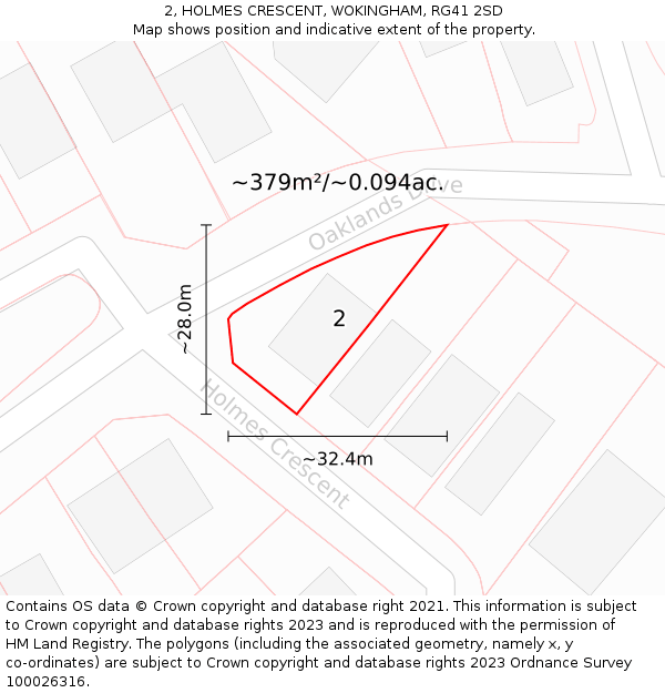 2, HOLMES CRESCENT, WOKINGHAM, RG41 2SD: Plot and title map