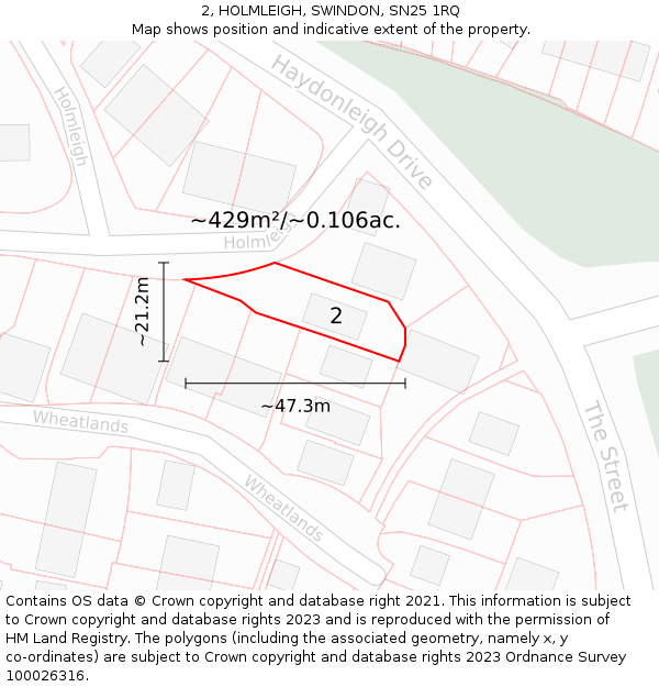 2, HOLMLEIGH, SWINDON, SN25 1RQ: Plot and title map