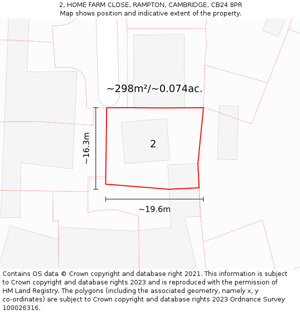 2, HOME FARM CLOSE, RAMPTON, CAMBRIDGE, CB24 8PR: Plot and title map