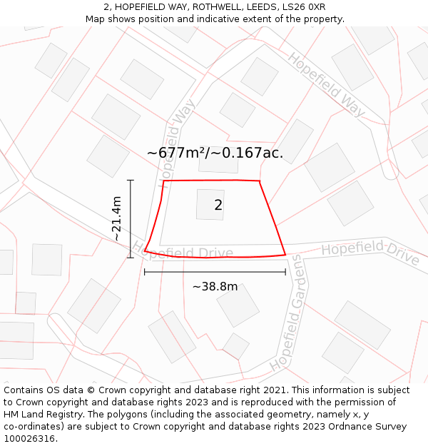 2, HOPEFIELD WAY, ROTHWELL, LEEDS, LS26 0XR: Plot and title map