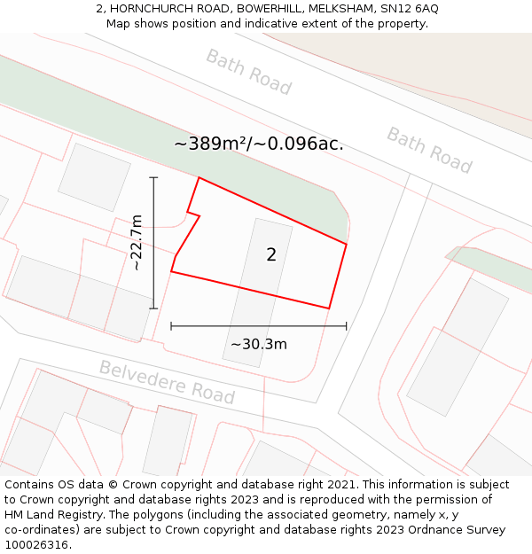 2, HORNCHURCH ROAD, BOWERHILL, MELKSHAM, SN12 6AQ: Plot and title map