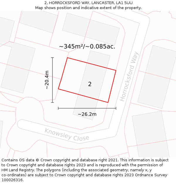 2, HORROCKSFORD WAY, LANCASTER, LA1 5UU: Plot and title map