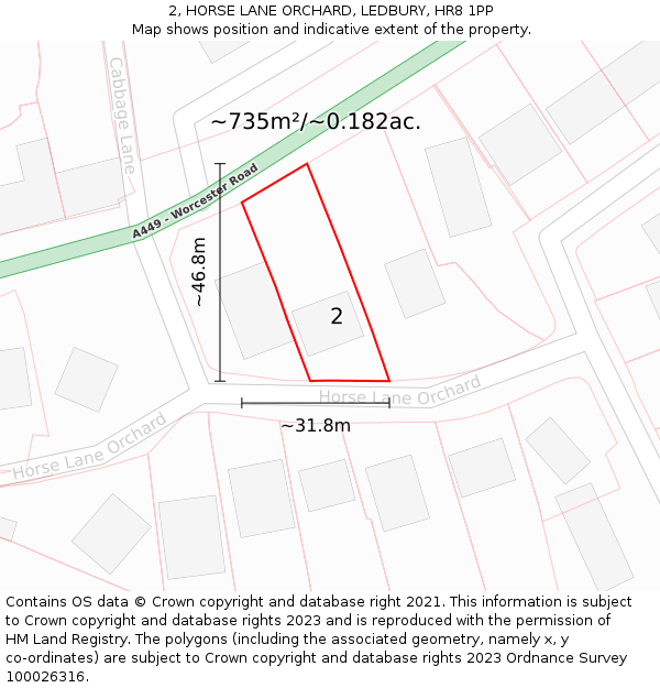 2, HORSE LANE ORCHARD, LEDBURY, HR8 1PP: Plot and title map