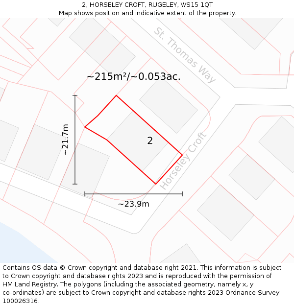 2, HORSELEY CROFT, RUGELEY, WS15 1QT: Plot and title map