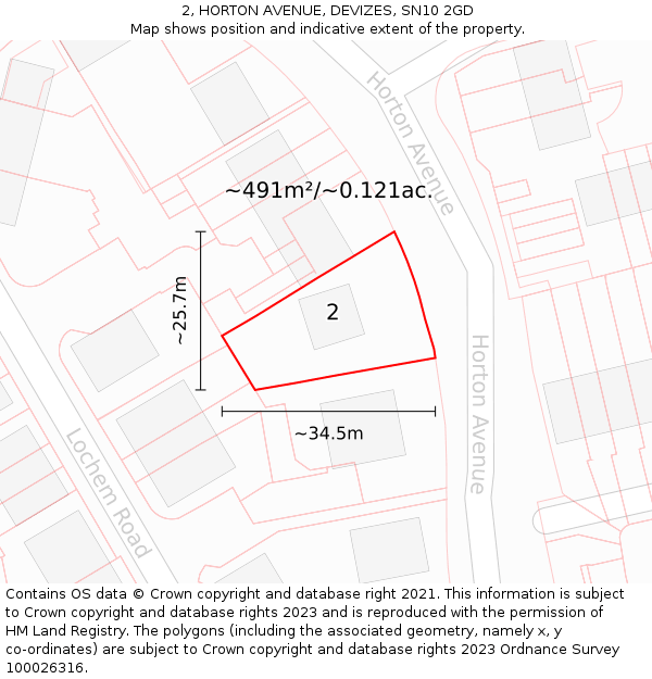 2, HORTON AVENUE, DEVIZES, SN10 2GD: Plot and title map