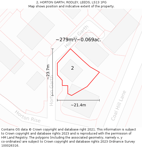 2, HORTON GARTH, RODLEY, LEEDS, LS13 1PG: Plot and title map