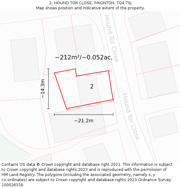 2, HOUND TOR CLOSE, PAIGNTON, TQ4 7SJ: Plot and title map