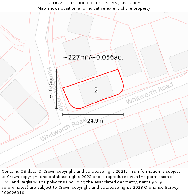 2, HUMBOLTS HOLD, CHIPPENHAM, SN15 3GY: Plot and title map