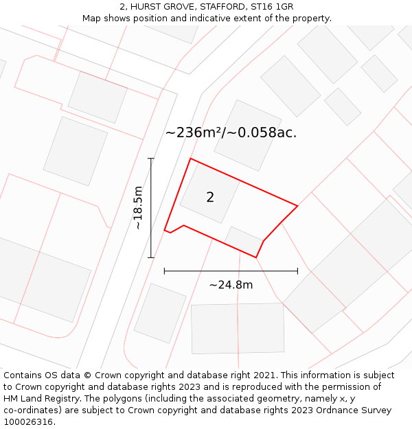 2, HURST GROVE, STAFFORD, ST16 1GR: Plot and title map