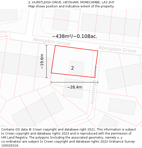 2, HURSTLEIGH DRIVE, HEYSHAM, MORECAMBE, LA3 2HY: Plot and title map