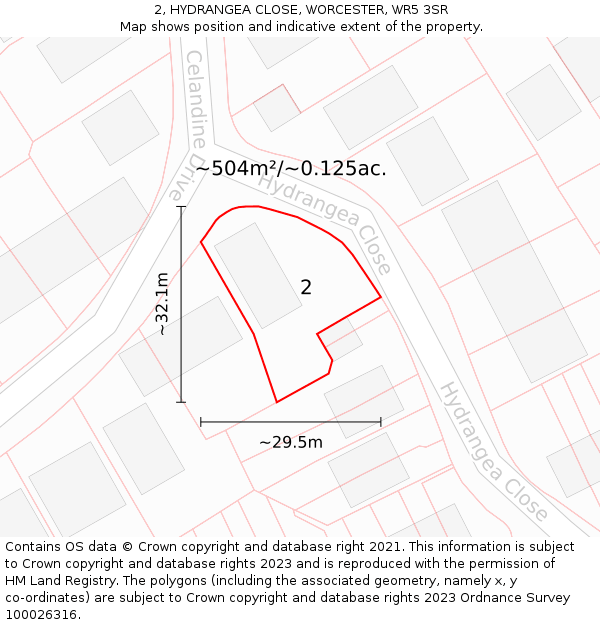 2, HYDRANGEA CLOSE, WORCESTER, WR5 3SR: Plot and title map