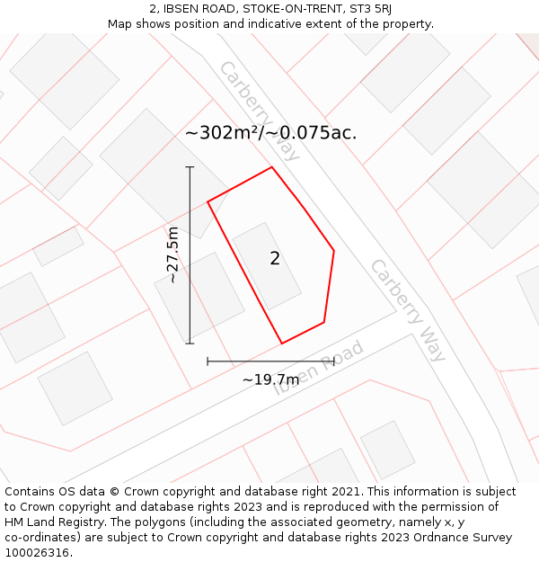 2, IBSEN ROAD, STOKE-ON-TRENT, ST3 5RJ: Plot and title map