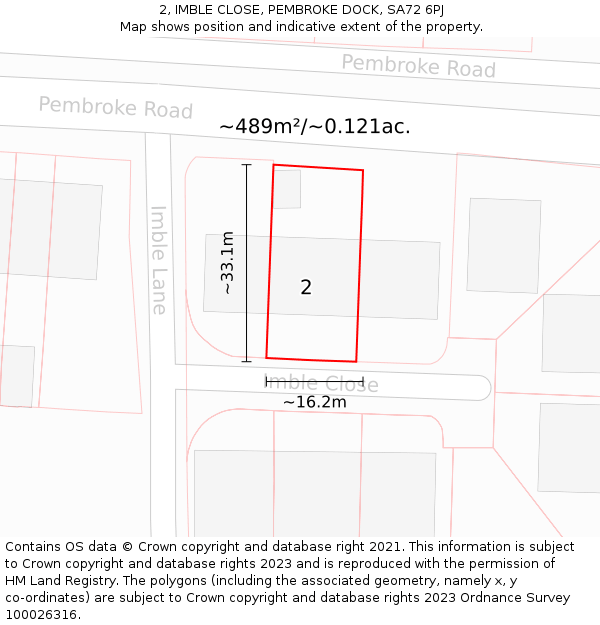 2, IMBLE CLOSE, PEMBROKE DOCK, SA72 6PJ: Plot and title map