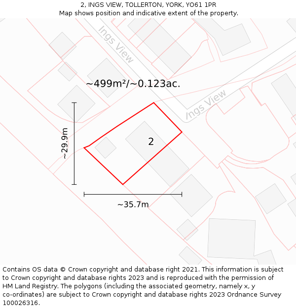 2, INGS VIEW, TOLLERTON, YORK, YO61 1PR: Plot and title map