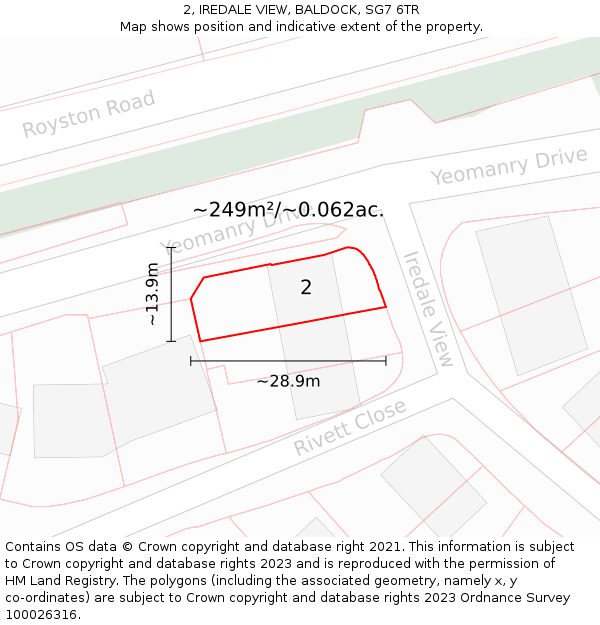 2, IREDALE VIEW, BALDOCK, SG7 6TR: Plot and title map