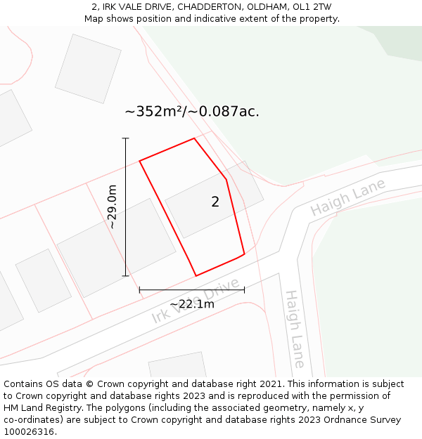 2, IRK VALE DRIVE, CHADDERTON, OLDHAM, OL1 2TW: Plot and title map