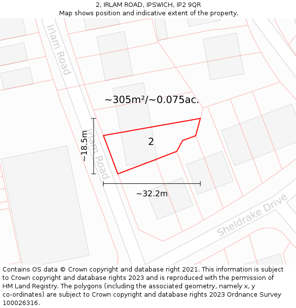 2, IRLAM ROAD, IPSWICH, IP2 9QR: Plot and title map