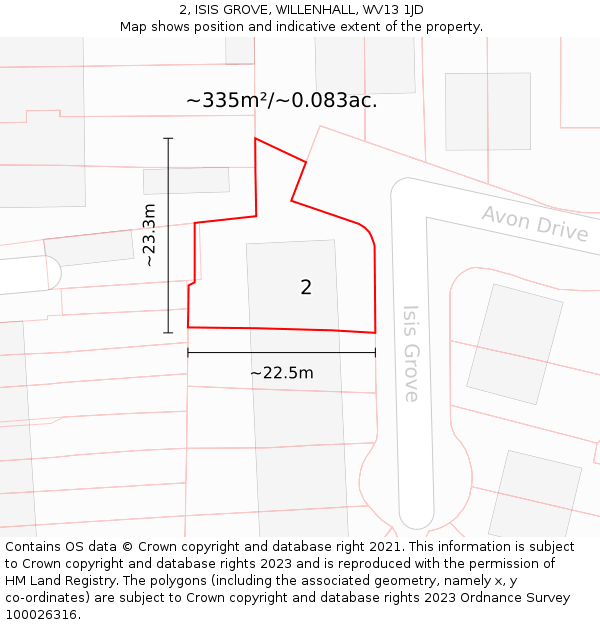 2, ISIS GROVE, WILLENHALL, WV13 1JD: Plot and title map