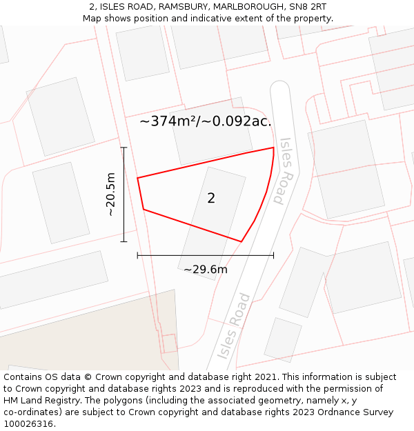 2, ISLES ROAD, RAMSBURY, MARLBOROUGH, SN8 2RT: Plot and title map