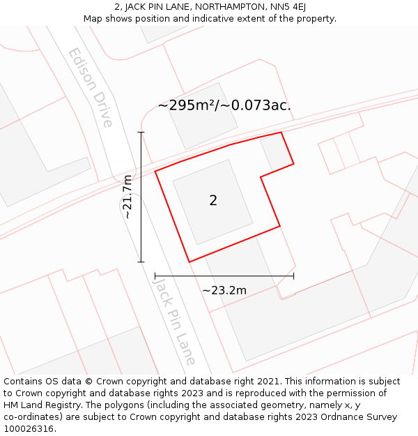 2, JACK PIN LANE, NORTHAMPTON, NN5 4EJ: Plot and title map