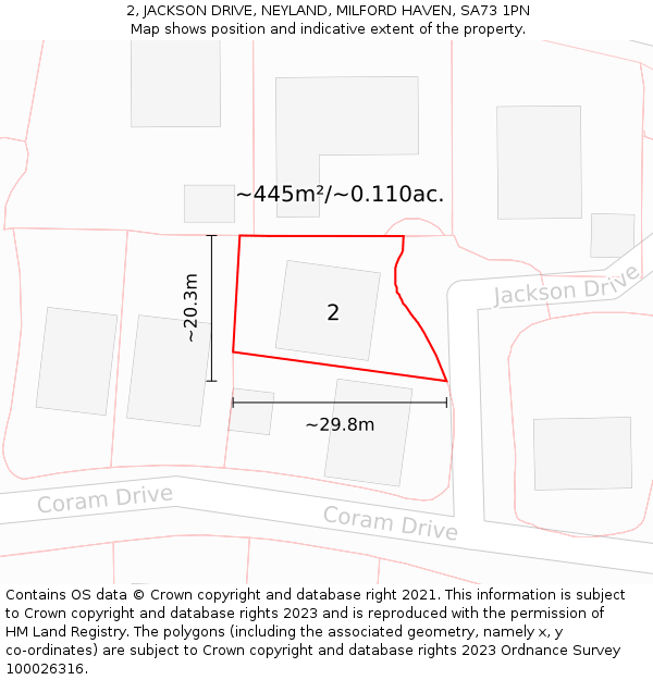 2, JACKSON DRIVE, NEYLAND, MILFORD HAVEN, SA73 1PN: Plot and title map
