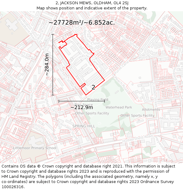 2, JACKSON MEWS, OLDHAM, OL4 2SJ: Plot and title map