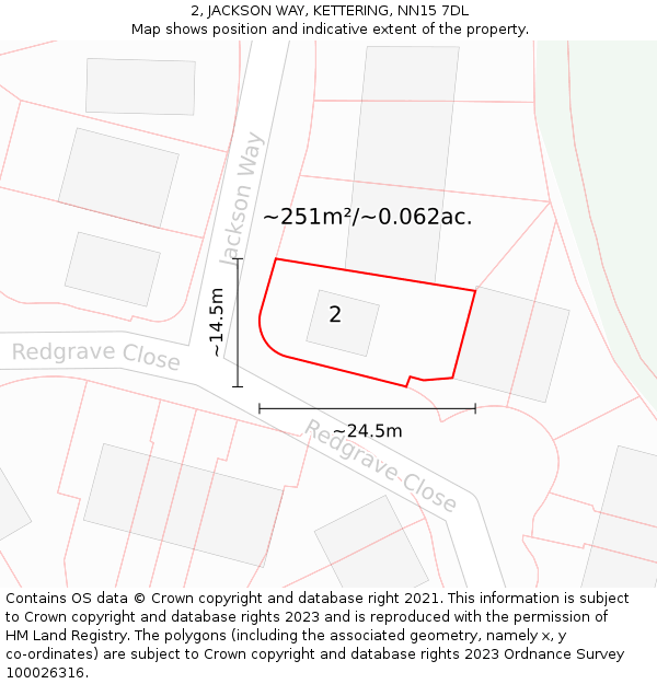 2, JACKSON WAY, KETTERING, NN15 7DL: Plot and title map