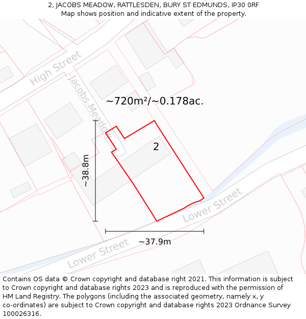 2, JACOBS MEADOW, RATTLESDEN, BURY ST EDMUNDS, IP30 0RF: Plot and title map