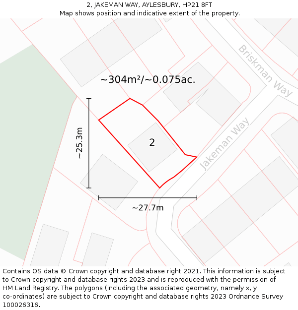 2, JAKEMAN WAY, AYLESBURY, HP21 8FT: Plot and title map