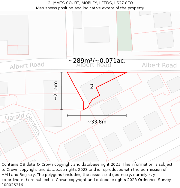 2, JAMES COURT, MORLEY, LEEDS, LS27 8EQ: Plot and title map