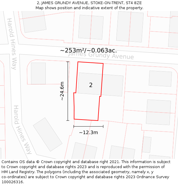 2, JAMES GRUNDY AVENUE, STOKE-ON-TRENT, ST4 8ZE: Plot and title map