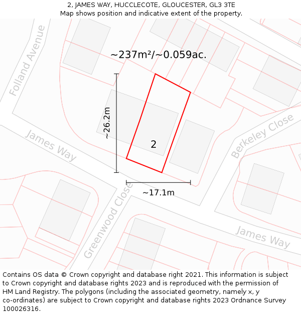 2, JAMES WAY, HUCCLECOTE, GLOUCESTER, GL3 3TE: Plot and title map